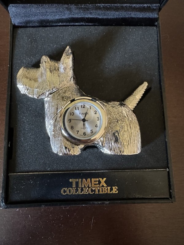 Vintage Collectible Timex Scotty Dog Terrier Miniature Clock - New Battery