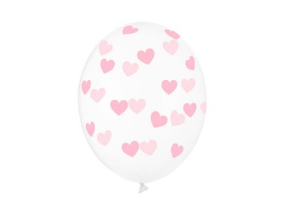 PartyDeco Luftballons, 30 cm, transparente Herzen, 1 Packung mit 50 Stück