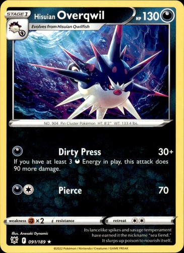 Hisuian Overqwil (91) 091/189 Rare - Pokemon SWSH10: Astral Radiance