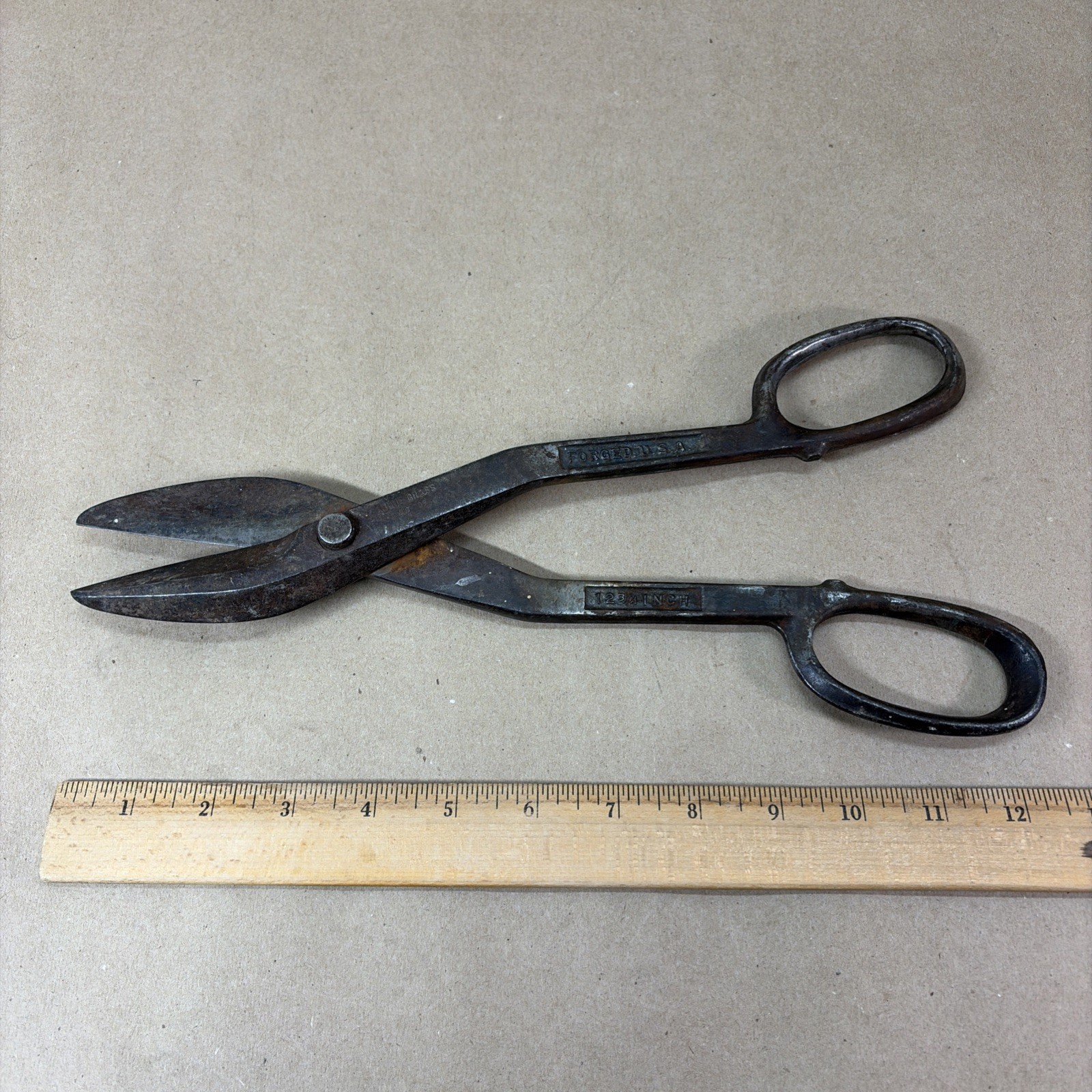 Blue Grass Tin Snips Shears BG-709 Vintage U.S.A. Forged 12 3/4" Metal Cutters