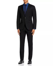  795 BOSS H-Huge Wool Twill Slim Fit Suit With Unhemmed Pant in Black Size 42L