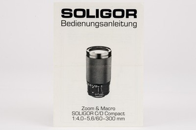 User Manual Soligor Zoom & Macro C/D Compact 1:4.0-5.6 / 60-300mm