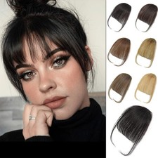 "Flequillo con clip de cabello 100  humano, para mujer, con efecto adelgazante.