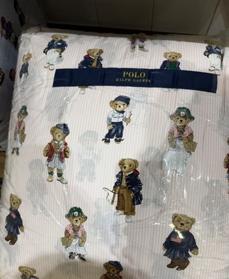 NIP POLO Ralph Lauren PINK Stripe POLO TEDDY BEAR piece Comforter Set  TWIN