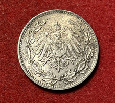 Germany 1/2 Mark 1918 D Silver Coin KM#17 T9907