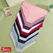 Cotton Brief Panties Low Rise Womens Solid Soft Comfortable Underwear 5 Pcs