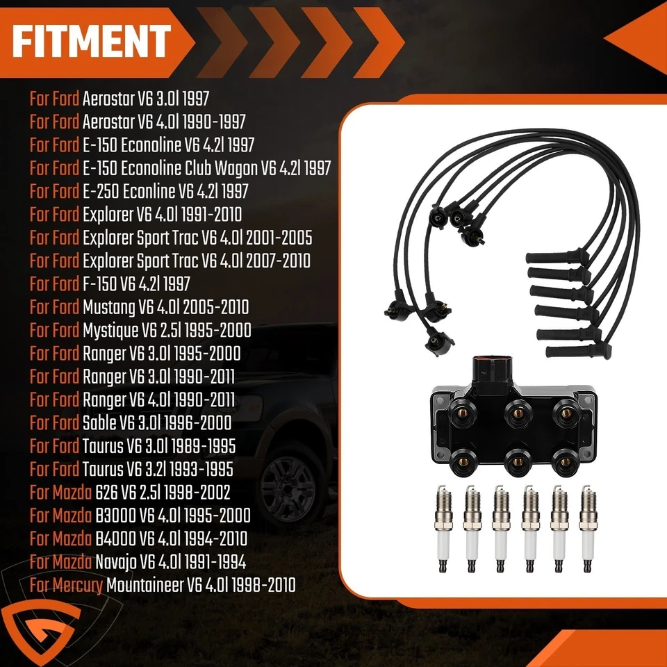 Bobina de encendido y bujía y cable para Ford Ranger Mazda 626 B3000 B4000 V6 FD480 Foto 2 de 4
