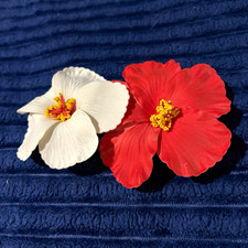 Women  s Flower Hair Clip Set Red White Floral Plastic Metal Casual