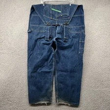Key Denim Bib Overalls Mens 44x30 Blue Carpenter Jeans Relaxed Fit Loose Work