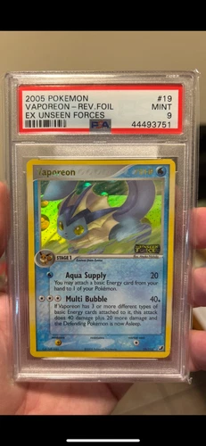 Pokemon Vaporeon EX Unseen Forces Holo Rare #19 PSA 9 Mint