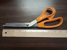 Fiskars 10" Pinking Shears Made in USA Sewing Crafting Scissors Orange Handle