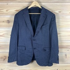 Ermenegildo Zegna Blazer Mens 56R Blue Milano Easy Silk Wool Sport Coat 416034