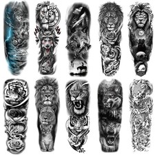 Tiger Lion Temporary Tattoo Sleeves - 10 Sheet Set