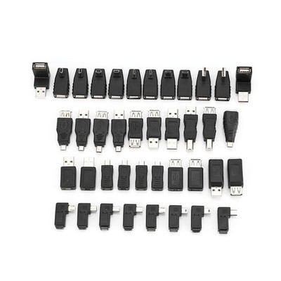 Pack Of 40 Multiple USB2.0 Adapters Angled Mini Micro Type B Male Female WT