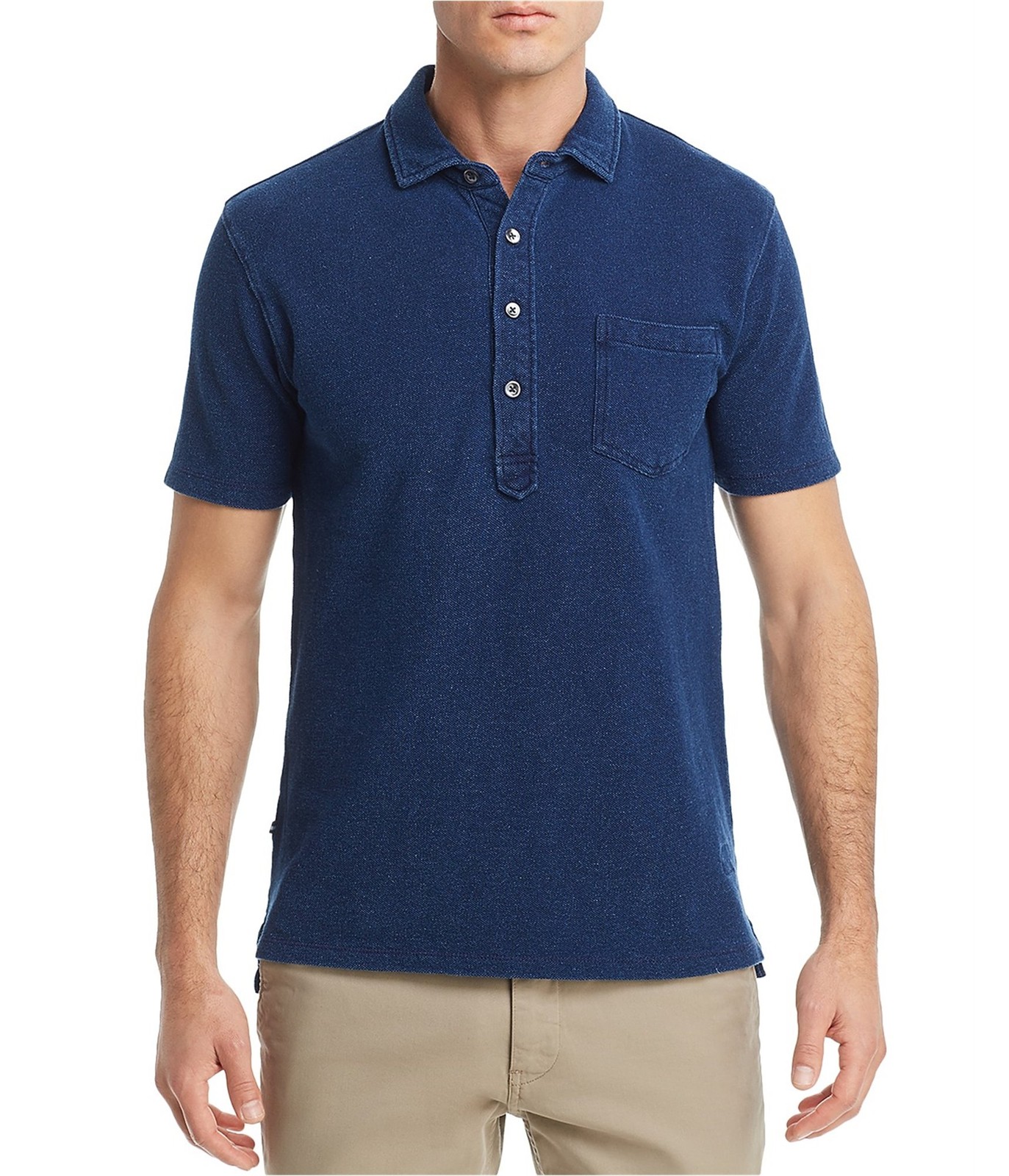 Мужская текстурированная рубашка поло обычного кроя от бренда Oobe, синяя, маленького размера