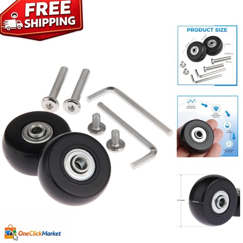 Durable Rubber & Steel 41mm Suitcase Wheels – Easy Install with Axles Included