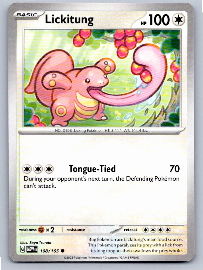 2023 POKEMON LICKITUNG 151 108/165 C NM A68223 FREE S&H