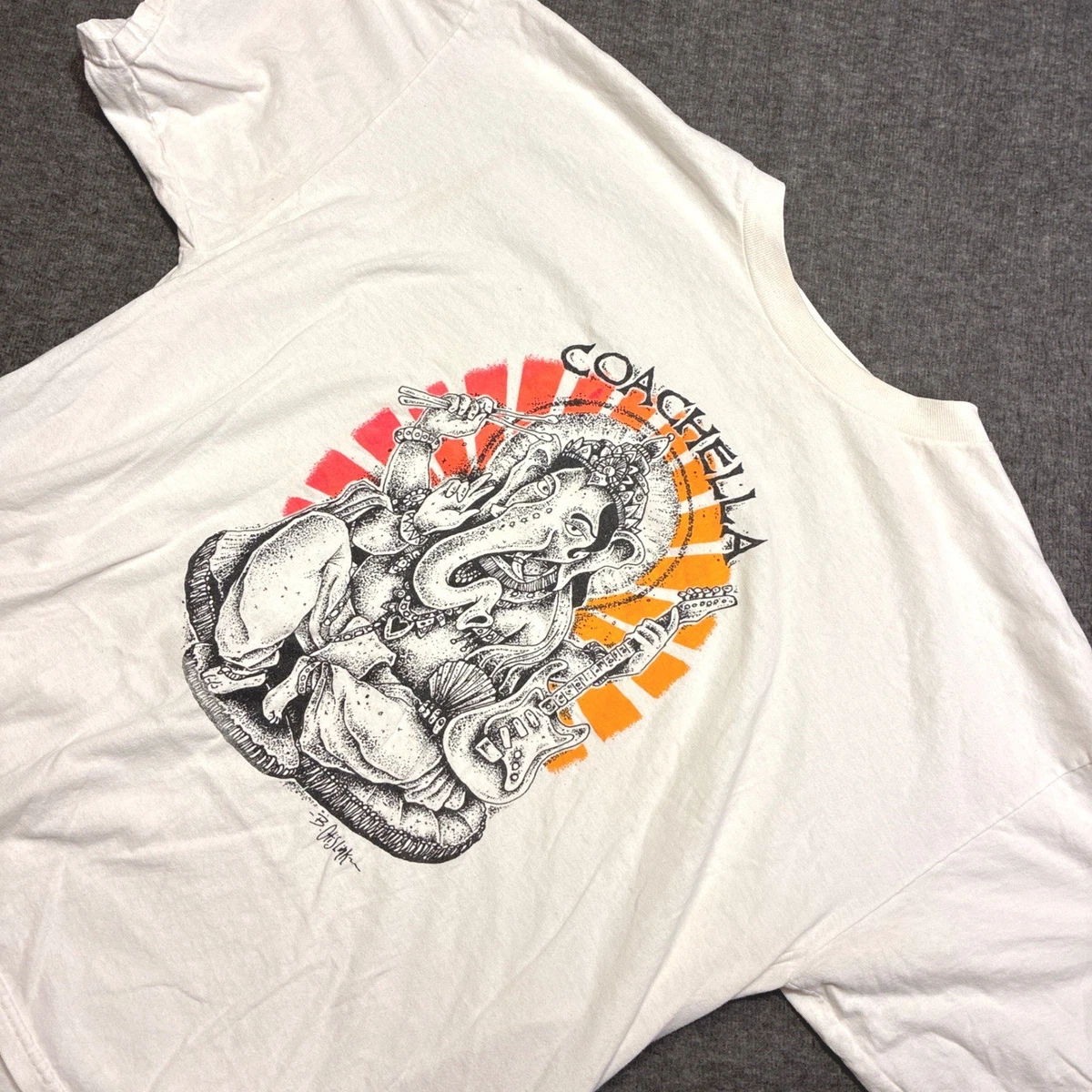 ミュージシャン COACHELLA Festival 2014 S/S Tee Coachella Music Festival T Shirt Mens XL White 2014 Ganesha Art B