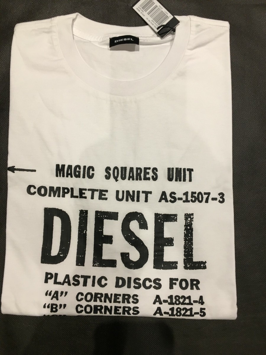 Diesel T-Diego-B6 Industrial Print T-Shirt Size XXL White