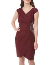 ALEX EVENINGS 16P Wine Embellished Compression Dress NWT 239
