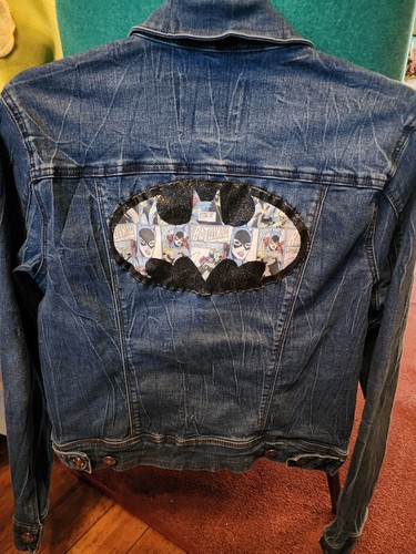 Upcycle Denim Jacket Batgirl Med.