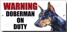 WARNING DOBERMAN ON DUTY METAL SIGN,DOG SECURITY SIGN