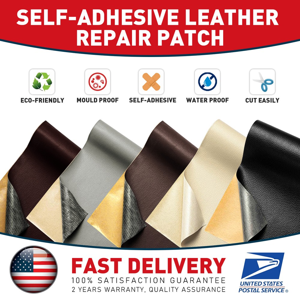 Self Adhesive Vinyl Faux Leather Fabric Repair Patch Kit for Car seat Sofas