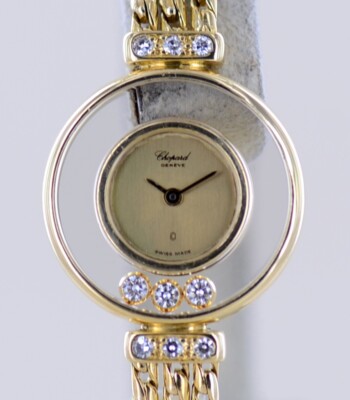 Chopard Uhr Happy Diamonds Klassiker 18K Gold Lady Goldband Luxus Top