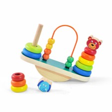 Kids Wooden Balance Board Stacking Blocks Shape Sorter Bead Maze Learning Toy