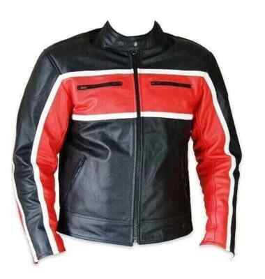 New Men Stylish Jacket Red & Black Leather Handmade Genuine Lambskin Soft Casual