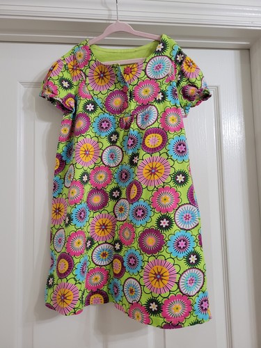 Hanna Andersson Girl Dress Size 8/130Cm Vibrant Flowers Groovy 60's Style