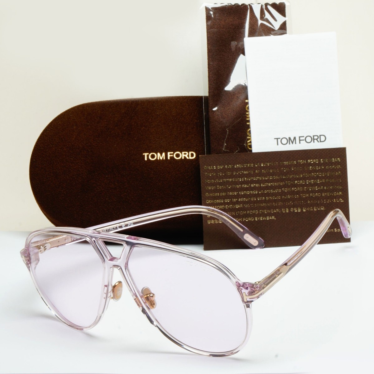 Tom Ford Sunglasses Bertrand Lilac Violet Oversized Pilot FT1061