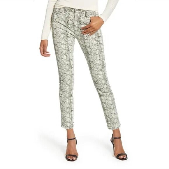 AG Adriano Goldschmied Mari jeans denim snake print hi rise straight leg new 24