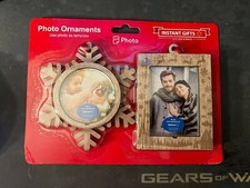 New 2 Pack Wooden Photo Christmas Ornaments Snowflake