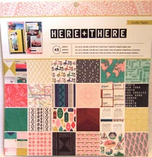New Crate Paper Here & There - 48 Page Pad of 12x12 Scrapbook Papers 