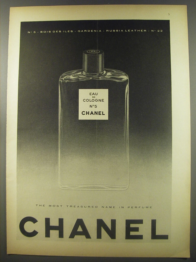 1956 Chanel Eau de Cologne No. 5 Ad - The most treasured name in