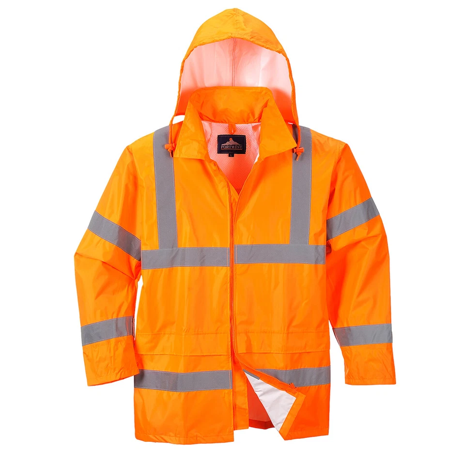 Portwest UH440 Mens Waterproof Hi Vis Rain Jacket Reflective Lightweight Safety - Image 2 of 4