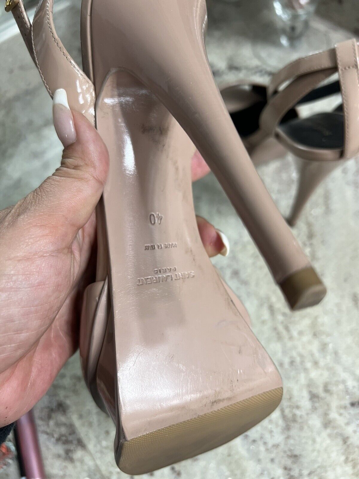 Yves St Laurent Tribute Shoe Nude  Patent High He… - image 10