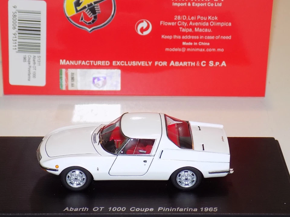 1/43 Spark Street 1965 Abarth OT 1000 Coupe Pininfarina in White S1311 - Image 3 of 3