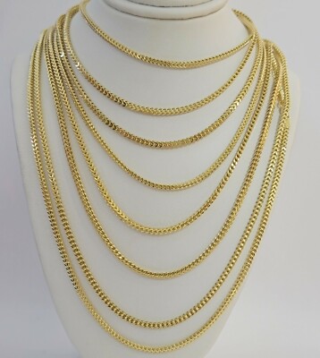 Real 10k Gold Franco chain Necklace 2.5mm 10KT Yellow Gold 16'' -26'' STRONG CHAIN