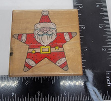 Star-Shaped Santa 2 3/8" Wood Mounted Rubber Stamp 1994 by Hero Arts F 842