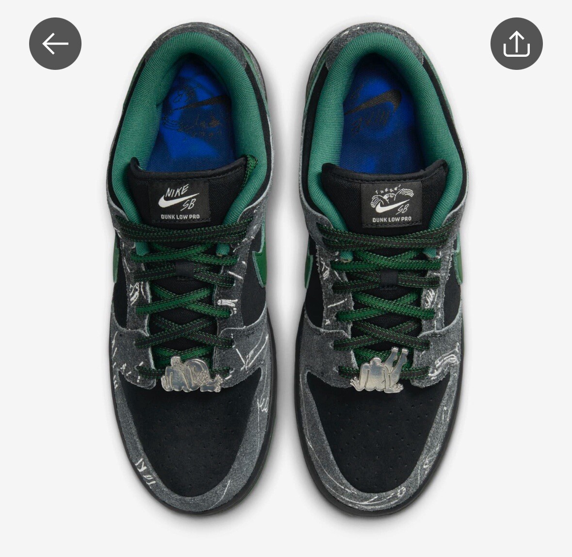 Nike THERE Skateboards x Dunk SB Low Black Gorge Green US SIZE 15M