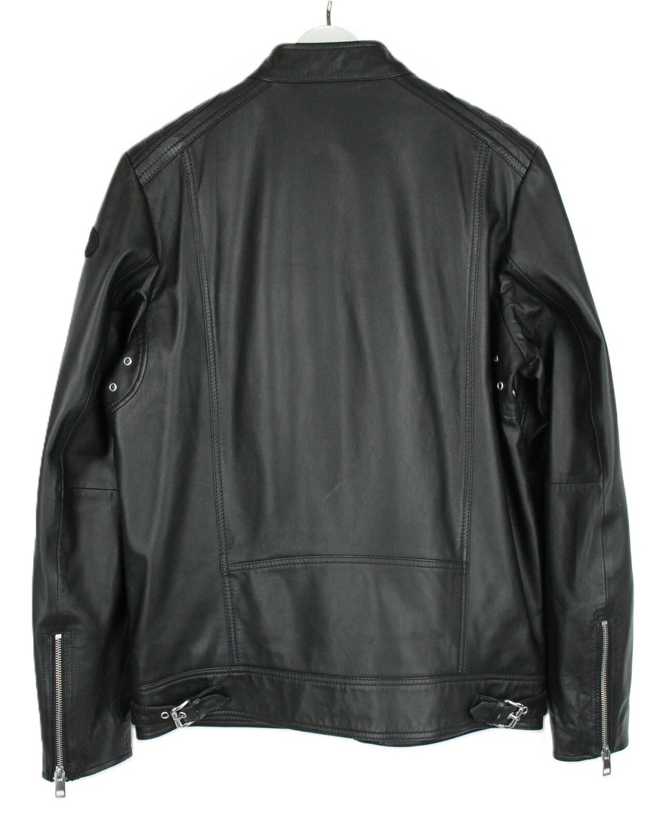 DIESEL♥未使用タグ付き☆革ウールブルゾン DIESEL L-Shiro-Wh Jacket Men's MEDIUM Lined Black Full Zip