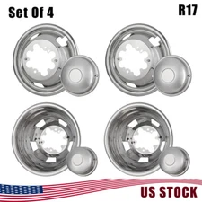 4Pcs 17''Wheel Rim Cover Hubcaps Stainless Rings Caps For 2003-18 Dodge Ram 3500