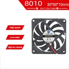 5V 12V 24V DC 80mm Cooling Fan 2Pin 80x80x10mm for CPU Computer Printer NEW