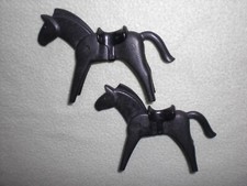 Playmobil Geobra 1974 - 2x Pferd schwarz - b Prägung links - 70er Jahre Vintage