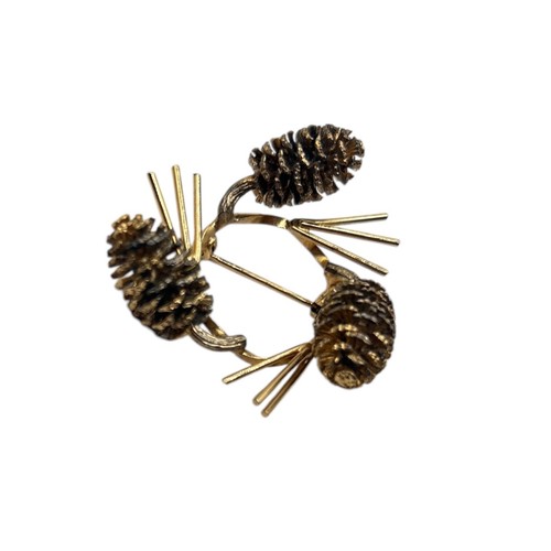 Vintage CRCO Charles Reis 12K GF Gold Fill Sterling Silver Pinecone Swirl Brooch - Picture 3 of 4