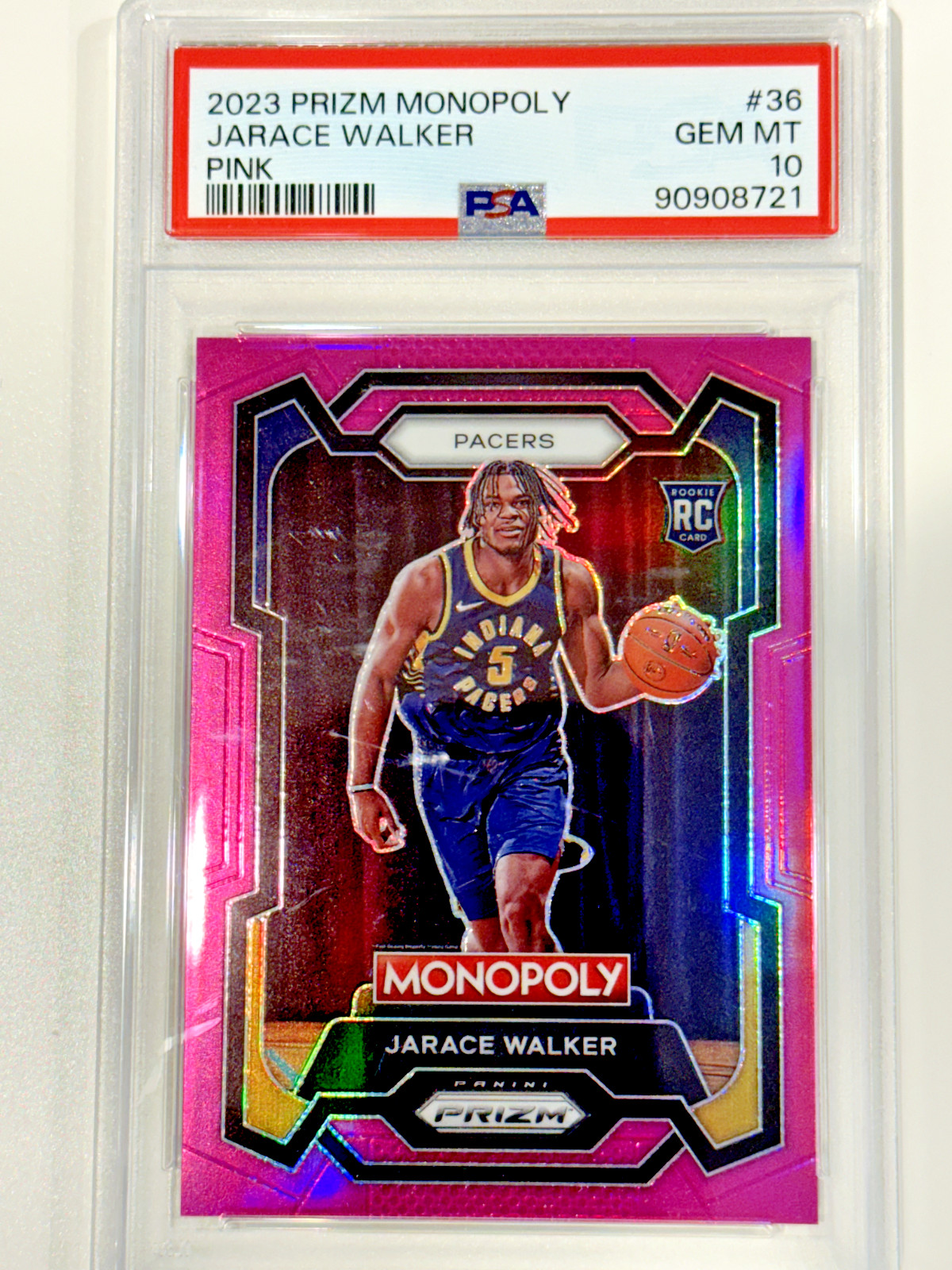 2023-24 Prizm Monopoly Jarace Walker Pink Prizm Rookie RC /149 #36 PSA 10