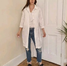 £380 Marina Rinaldi Max Mara 100% Linen Coat Top Set White 25 Uk 20 Sequin Shirt