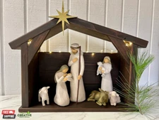 Nativity Stable Creche, Wooden Manger, Set, Nativity Scene Display, Compatible w